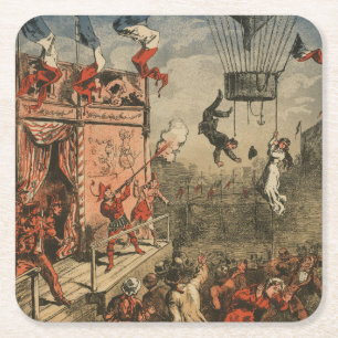 Humourous Print Of A Theatrical Performer Square Paper Coaster