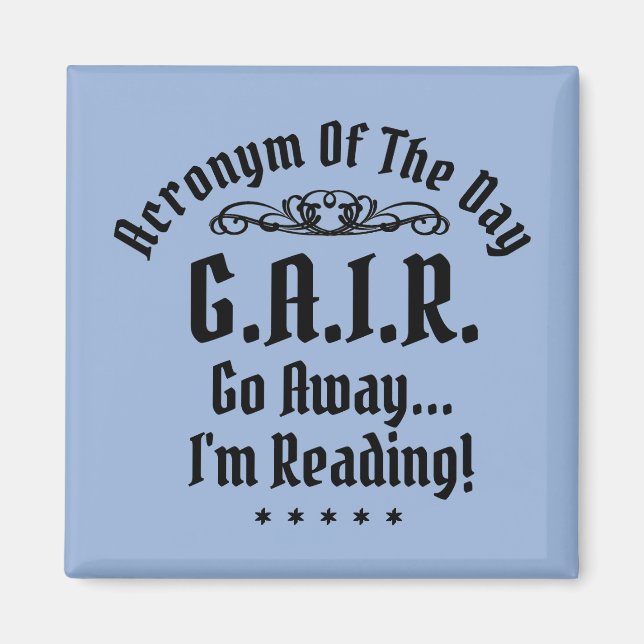 Humourous Reading Acronym Black Text Magnet (Front)