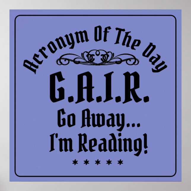 Humourous Reading Acronym Black Text Poster (Front)