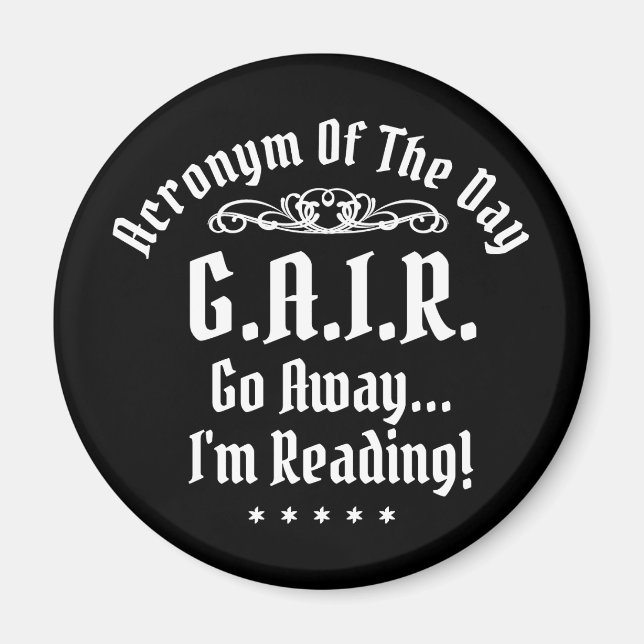 Humourous Reading Acronym White Text Magnet (Front)
