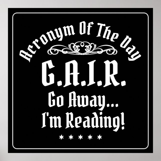 Humourous Reading Acronym White Text Poster (Front)