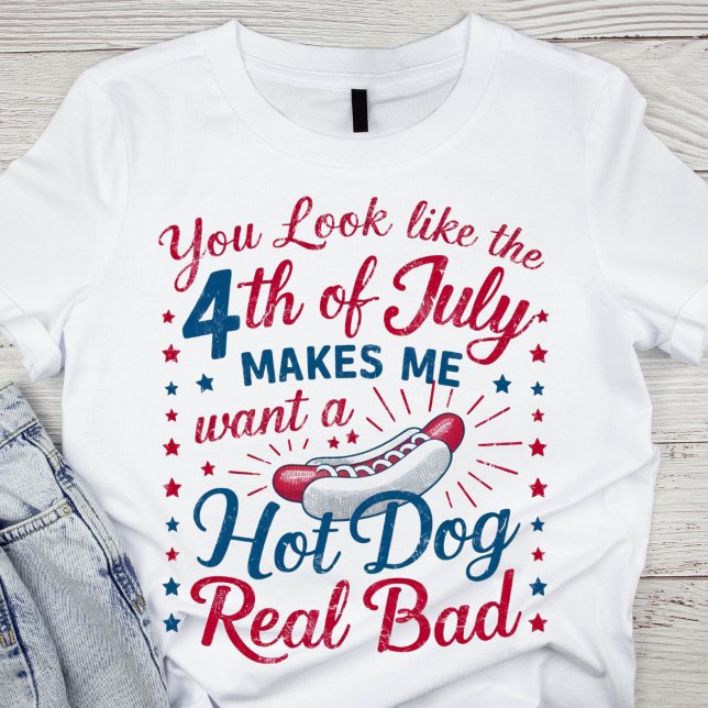 Humourous Red, White, and Blue Patriotic Hot Dog T-Shirt (Creator Uploaded)