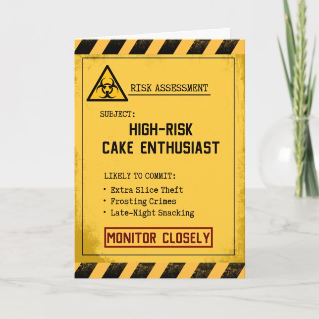 Humourous Risk Assessment Birthday Card (Front)