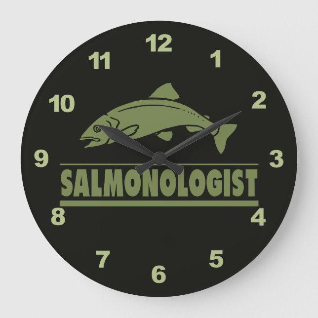 Humourous Salmon Fishing Large Clock (Front)