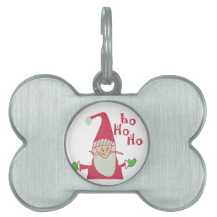 Humourous Santa with Festive Ho Ho Ho Pet Name Tag