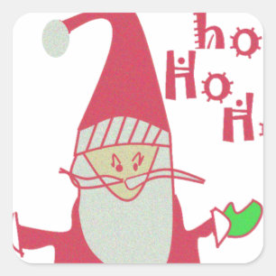Humourous Santa with Festive Ho Ho Ho Square Sticker