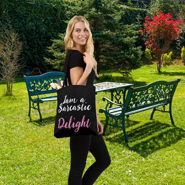 humourous simple Iam a sarcastic delight Tote Bag (Creator Uploaded)