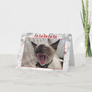 Humourous Singing Siamese Kitten Photo Christmas Holiday Card