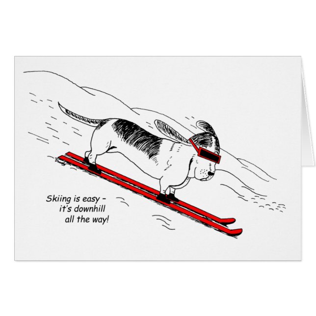 Humourous Skiing Dog (Front Horizontal)