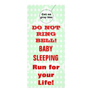 Humourous Sleeping Baby Door Hangers Doorhanger Rack Card