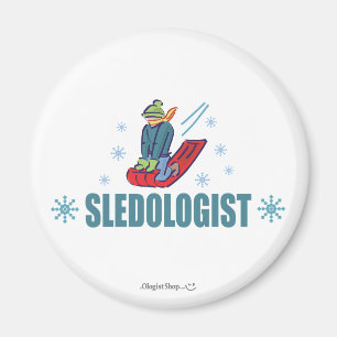 Humourous Snow Sledding Magnet