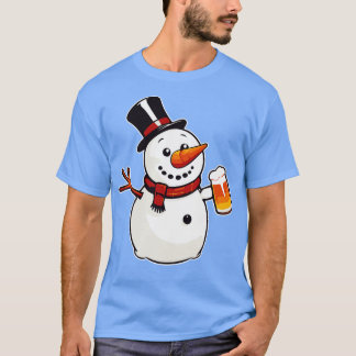Humourous Snowman Beer Party Funny Design for Chri T-Shirt
