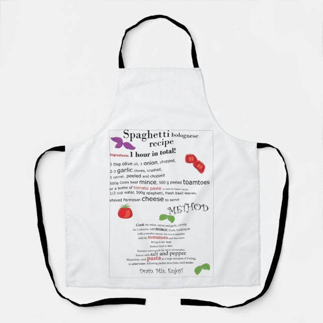 Humourous Spaghetti Bolognese recipe Apron (Front)
