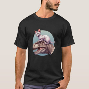 Humourous Sphynx Cat on a Dinosaur, Cat Mum Cat Da T-Shirt