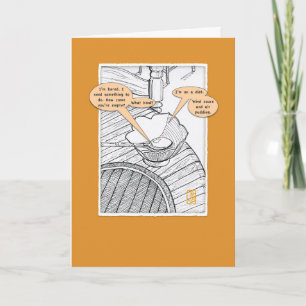 Humourous Spoon & Lotus Bowl Blank Greeting Card