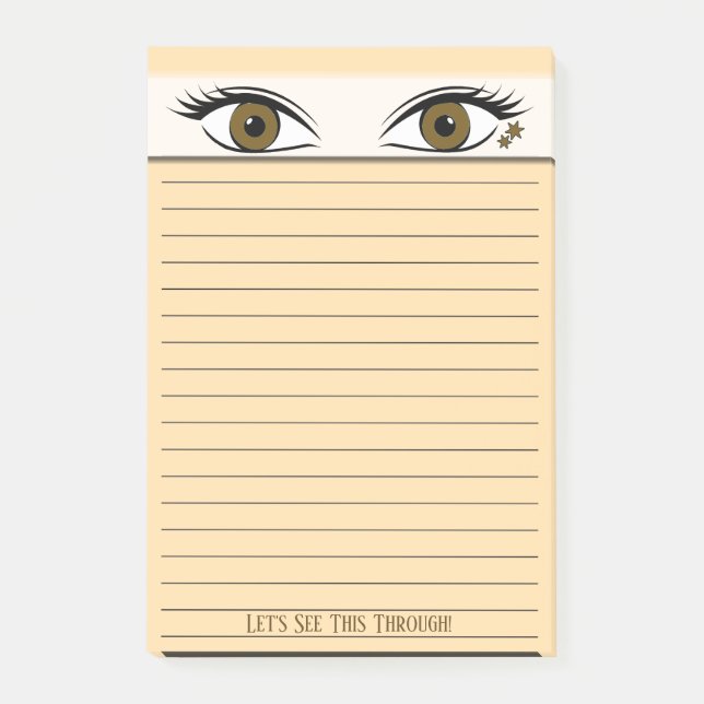 Humourous Spying Brown Eyes Black Lined Post-it Notes (Front)