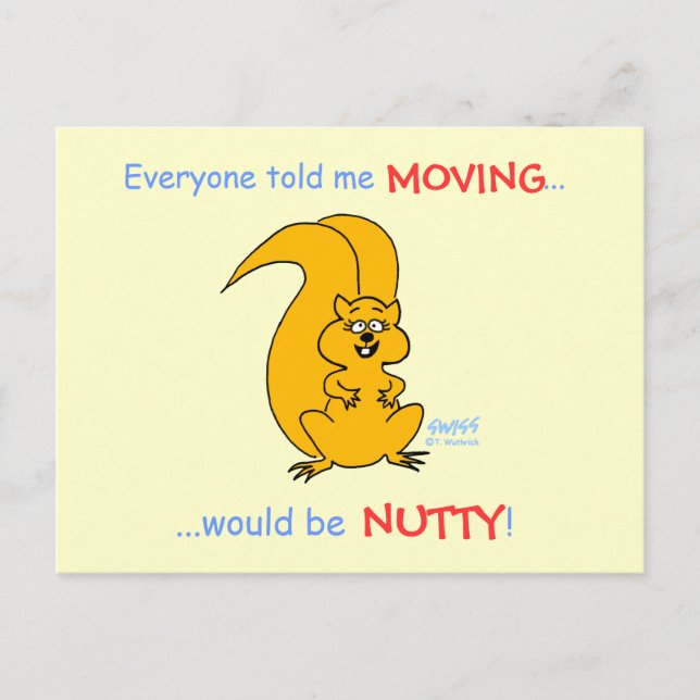 Humourous Squirrel Moving Announcement Postcard (Front)