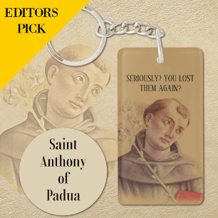 Humourous St. Anthony of Padua Prayer Key Ring