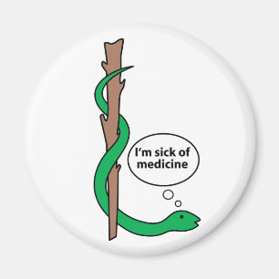 Humourous Staff of Asclepius Magnet