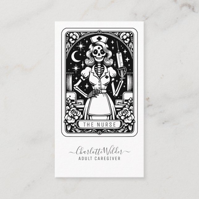 Humourous Tarot Nurse Business Card (Front)