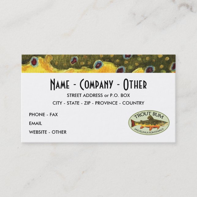 Humourous Title for Trout Addicts Business Card (Front)