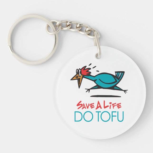 Humourous Tofu Design Key Ring (Front)