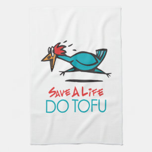 Humourous Tofu Design Tea Towel
