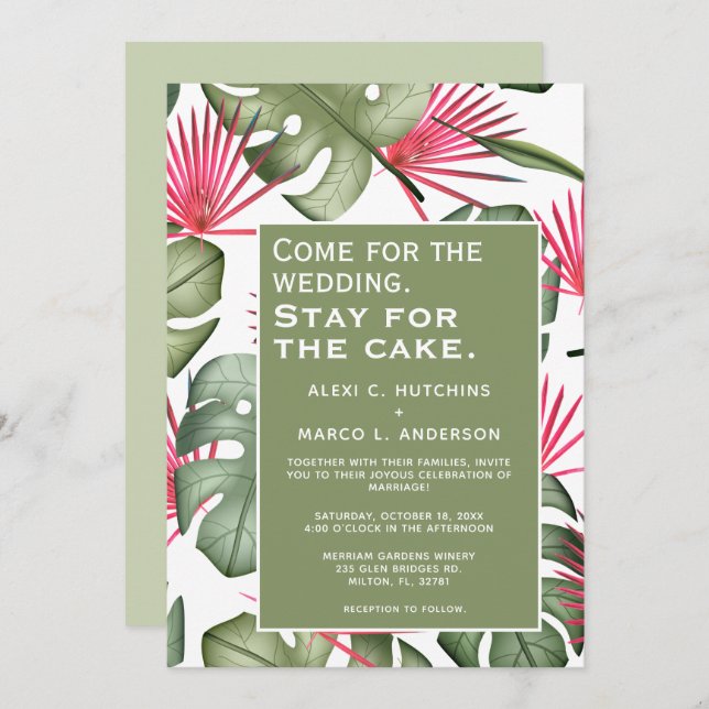 Humourous Tropical Wedding Invitation (Front/Back)