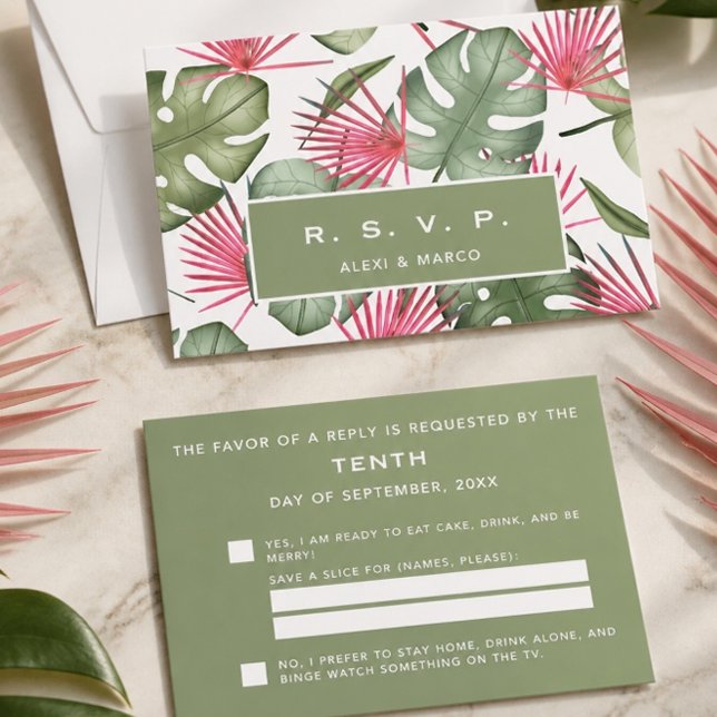 Humourous Tropical Wedding RSVP / Response Card (Creator Uploaded)