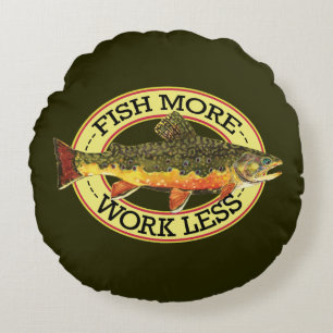 Humourous Trout Fishing Round Cushion