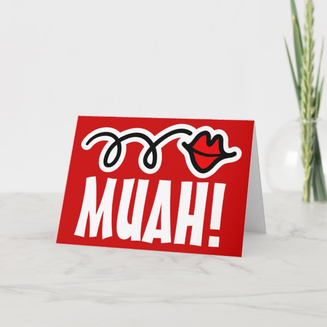 Humourous Valentine card with a kiss (Front)