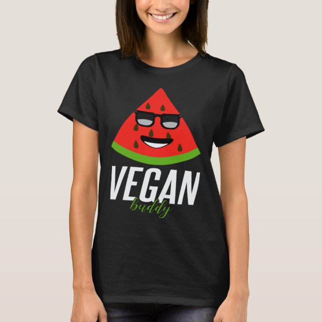 Humourous Vegan Buddy Artwork T-Shirt (Front)