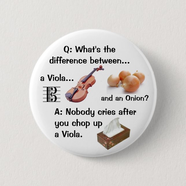 Humourous Viola Joke Button (Front)