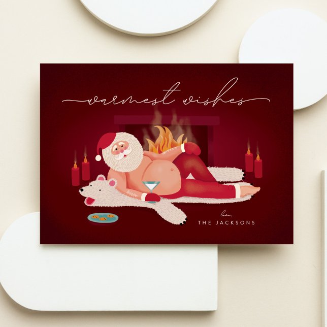 Humourous Warmest Wishes Santa Holiday Card (Creator Uploaded)