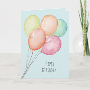 Humourous Watercolor Balloons Man Birthday Card