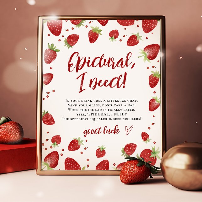 Humourous Watercolor Strawberry Baby Shower Signs (Creator Uploaded)