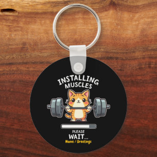 Humourous Weightlifting Cat Exercise Gym Funny Key Ring