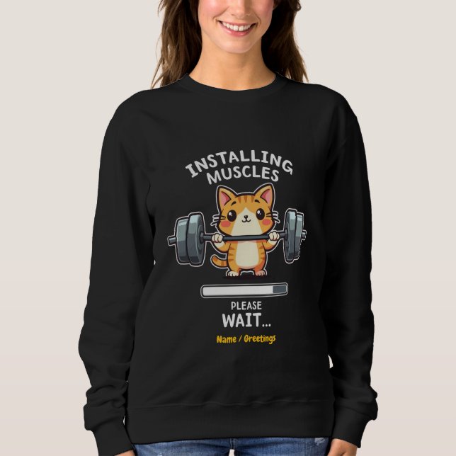 Humourous Weightlifting Cat Exercise Gym Funny  Sweatshirt (Front)