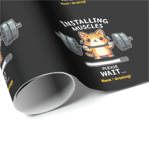 Humourous Weightlifting Cat Exercise Gym Funny Wrapping Paper