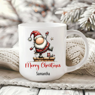 Humourous Whimsy Santa Hand Drawn Coffee Mug