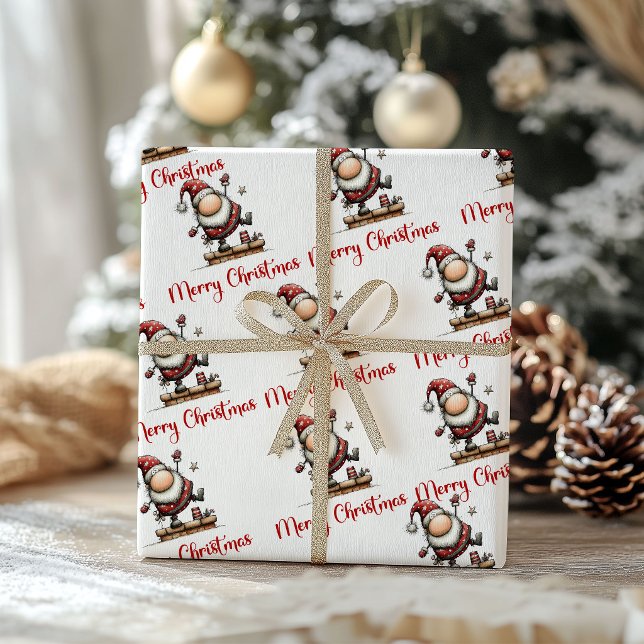 Humourous Whimsy Santa Hand Drawn Wrapping Paper (Humorous Whimsy Santa Hand Drawn Wrapping Paper)