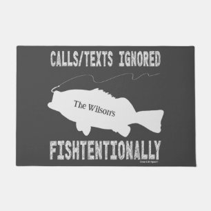 Humourous White Text Fishing Quote Design Doormat
