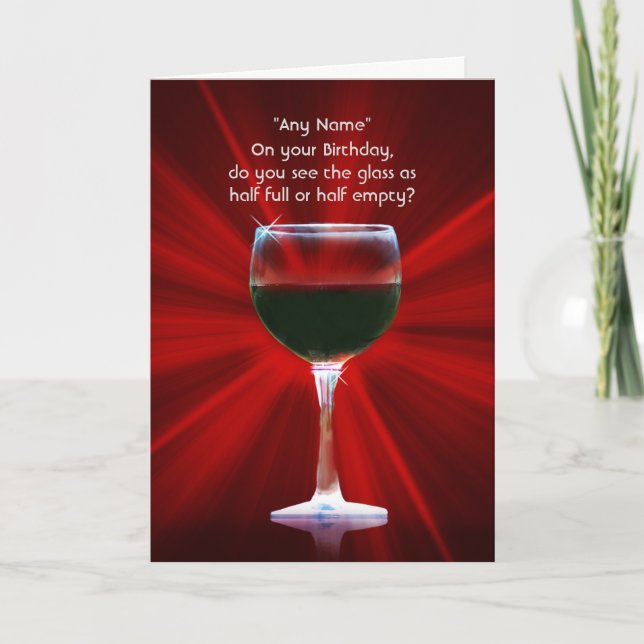 Humourous Wine Birthday Card with Name on Cover (Front)