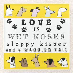 Humourous Words Dog & Pet Owner Glass Coaster