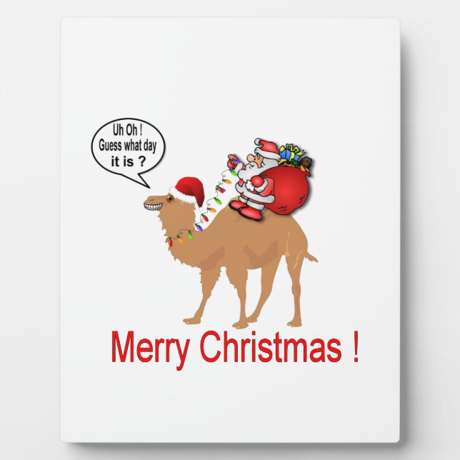 Hump Day Camel Christmas with Santa Plaque (Front)