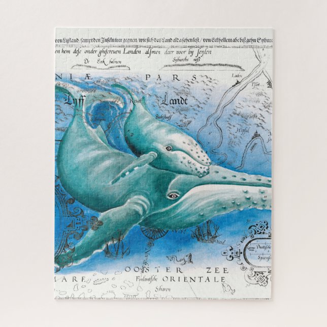 Humpback Family Vintage Map Jigsaw Puzzle (Vertical)
