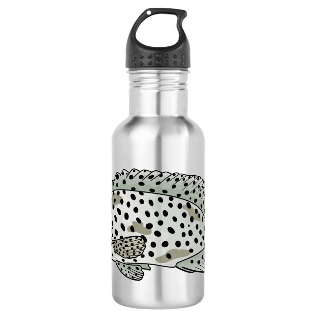 Humpback grouper fish cartoon illustration 532 ml water bottle (Front)