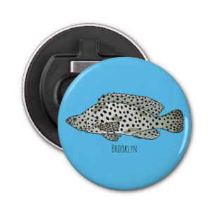 Humpback grouper fish cartoon illustration bottle opener