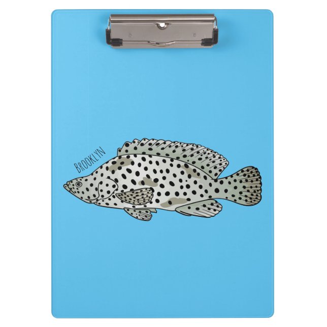 Humpback grouper fish cartoon illustration  clipboard (Front)