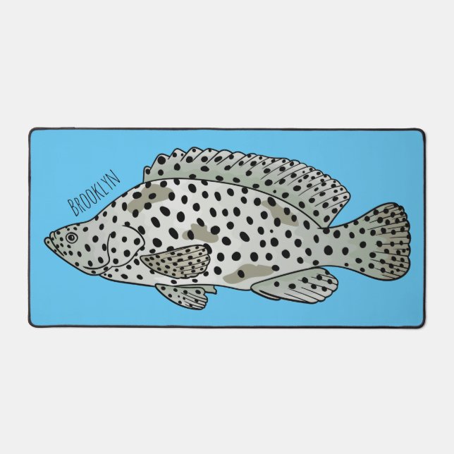Humpback grouper fish cartoon illustration  desk mat (Front)